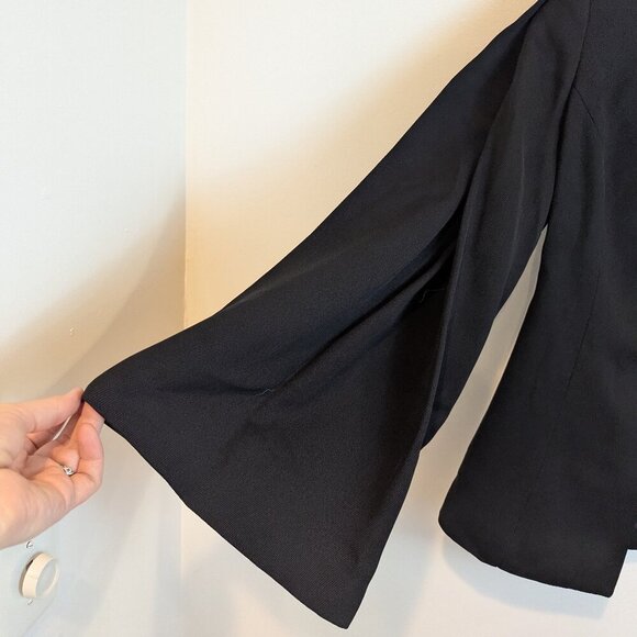 NWT Brandon Maxwell Luxury Flare-Sleeve Black Blazer, Sz 10 - Picture 14 of 16